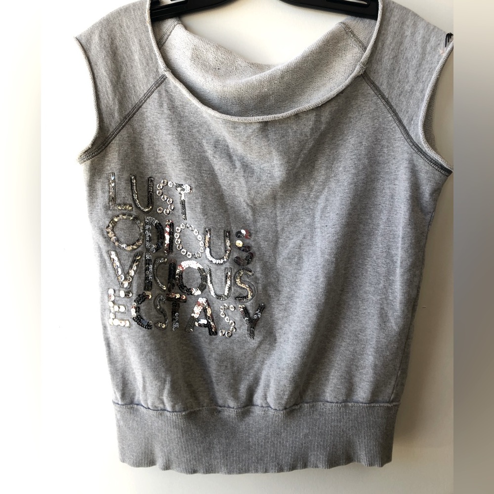 Miss Sixty Gray Sleeveless Sequin Tunic Top